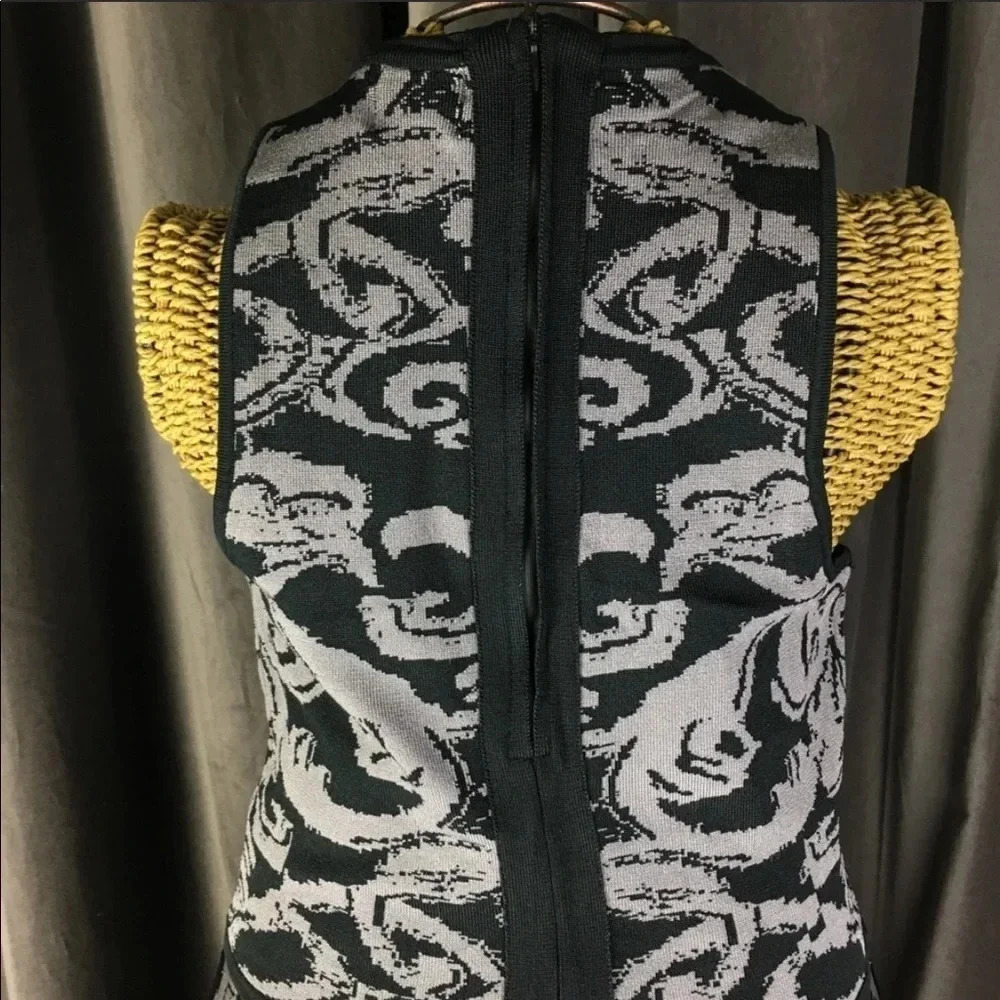 Parker Kiley Dress Damask Fit & flare knit sleeveless scroll print dark romantic - Picture 7 of 10